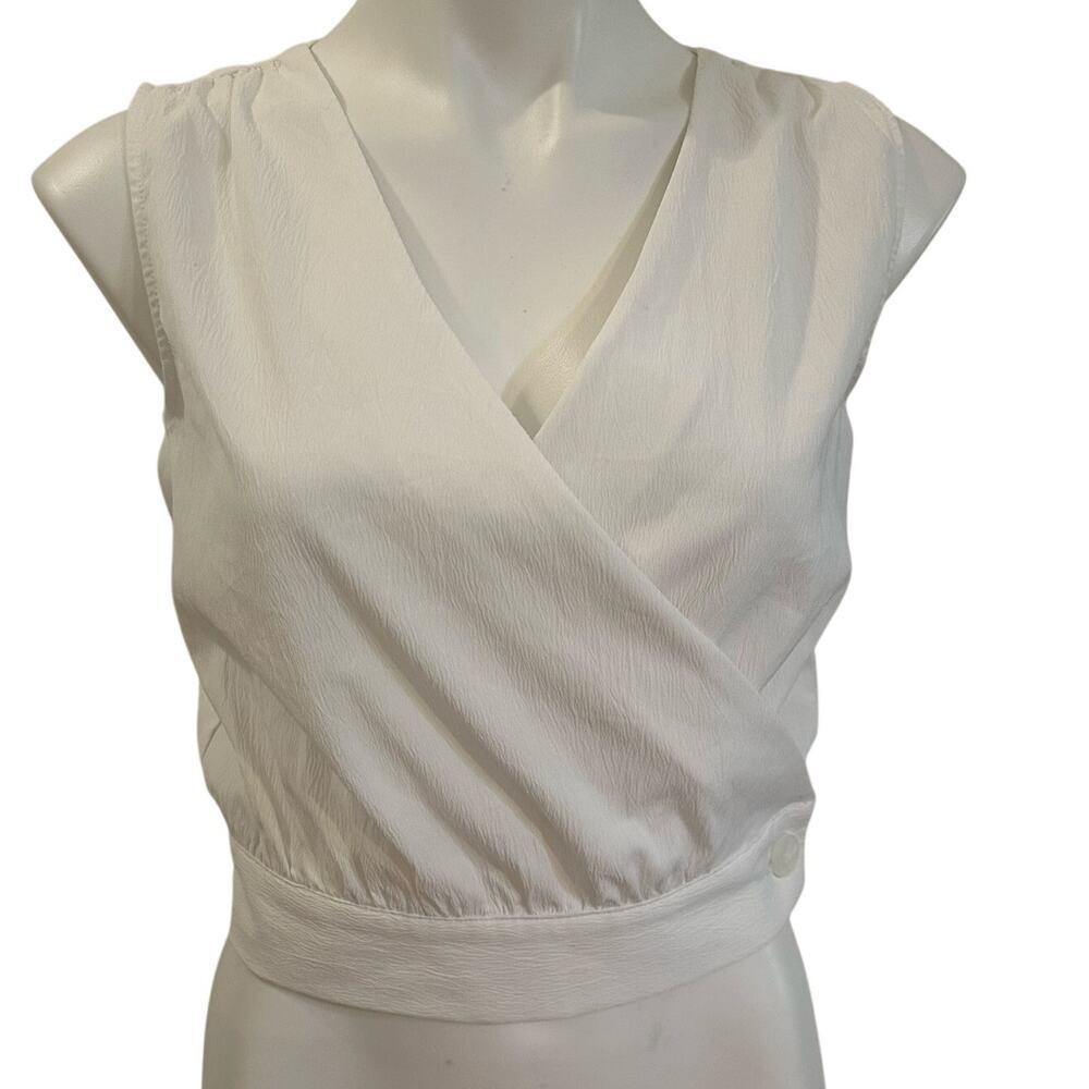 Cover sleeveless wrap blouse sz small white blouse